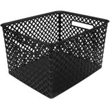 5Five Opbergmand/box van kunststof - 4x - zwart - 30 x 37 x 21 cm - 19 liter