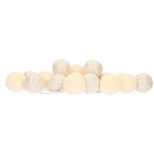 Lichtsnoer met wit/zilveren Cotton Balls 378 cm