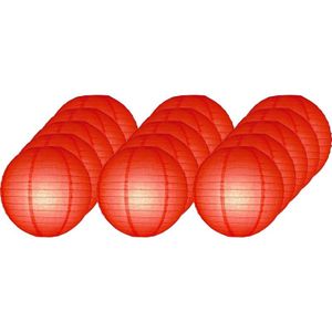 15x Rode lampionnen rond 25 cm