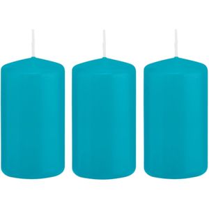 4x Kaarsen turquoise blauw 5 x 10 cm 23 branduren sfeerkaarsen