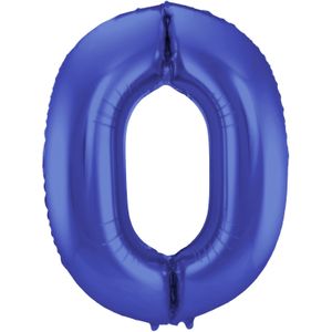 Folie ballon van cijfer 0 in het blauw 86 cm