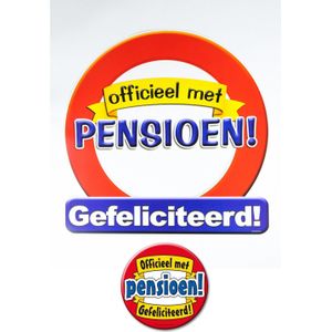 Pensioen verkeersbord met broche feestartikelen