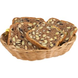 Kesper Brood/fruit mandje - gevlochten kunststof - naturel - ovaal - L24 x B20 x H6 cm - broodmandjes