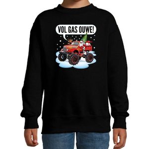 Bellatio Decorations Kersttrui / sweater voor kinderen - monstertruck - vol gas - zwart