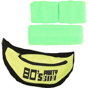 Foute 80s/90s party verkleed accessoire set - neon groen - jaren 80/90 thema feestje