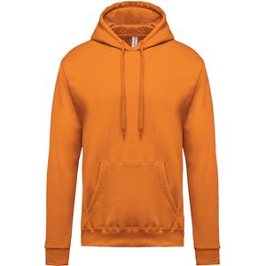 Plus size oranje heren truien/sweaters met hoodie/capuchon