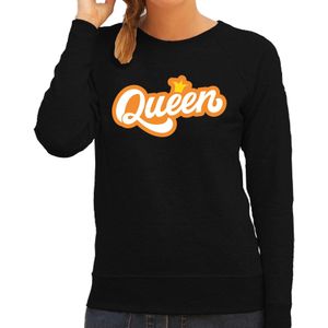 Koningsdag sweater / trui zwart voor dames - Queen met kroon