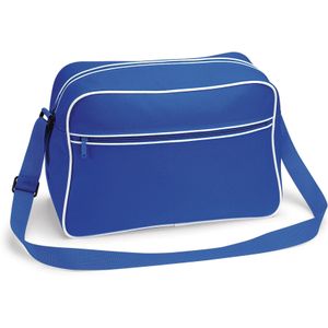 Bagbase Schoudertas Retro - Blauw - polyester - met rits zakken - middelgroot - 40 x 28 x 18 cm - 18L
