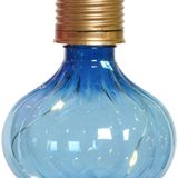 Lumineo solar hanglamp bol/lampion - 3x - Marrakech - kobalt blauw - kunststof - D8 x H12 cm