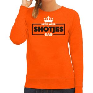 Bellatio Decorations Koningsdag sweater voor dames - shotjes - oranje - oranje feestkleding