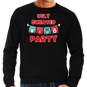 Zwarte Kersttrui / Kerstkleding Ugly sweater party voor heren