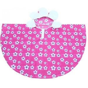 Roze poncho met bloemetjes 52 cm