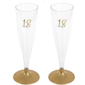 Verjaardag feest champagneglazen - leeftijd - 12x - 18 jaar - goud - kunststof
