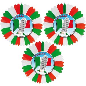 Set van 3x stuks decoratie waaier thema vlag Italie van 60 cm van papier