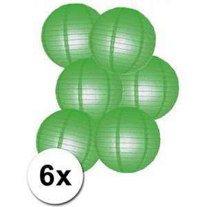 6 groene lampionnen van papier 25 cm