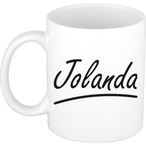 Jolanda voornaam kado beker / mok sierlijke letters - gepersonaliseerde mok met naam
