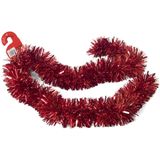 2x stuks kerstboom folie slingers/lametta guirlandes van 180 x 12 cm in de kleur glitter rood