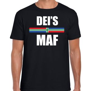 Gronings dialect shirt Deis maf met Groningense vlag zwart voor heren