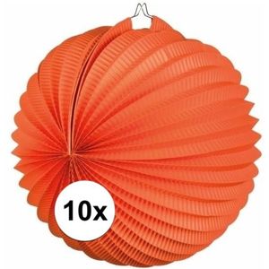 10x Oranje lampionnen bolvormig