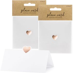 PartyDeco Naamkaartjes/Plaatskaartjes Lief - Bruiloft - Rosegoud/Wit - 20x - 10 X 5 cm