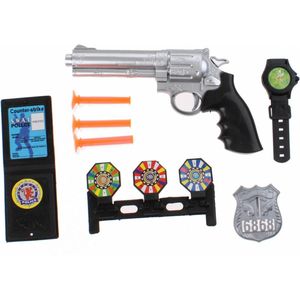 JonoToys Politie speelgoed pistool en accessoires - kind  - verkleed rollenspel - plastic - 18 cm