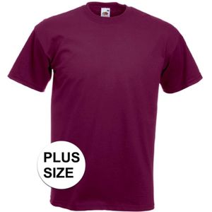 Set van 3x stuks grote maten basis heren t-shirt bordeaux rood met ronde hals, maat: 3XL (46/58)