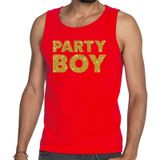 Party Boy fun tanktop / mouwloos shirt rood voor heren