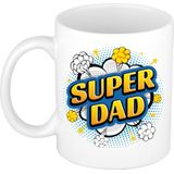Super dad retro cadeau mok / beker wit - kado voor papa / vaderdag - popart