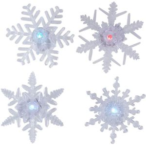 Raamversiering zuignappen met verlichte sneeuwvlokken 2x