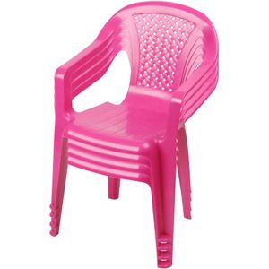 Sunnydays Kinderstoel - 4x - roze - kunststof - buiten/binnen - L37 x B35 x H52 cm - tuinstoelen