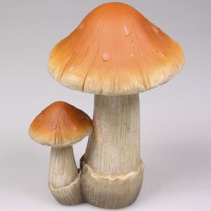 Decoratie huis/tuin beeldje paddenstoel - boleet - bruin/wit - 8 x 13 cm