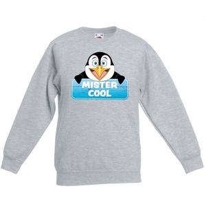 Pinguin dieren sweater grijs voor kinderen