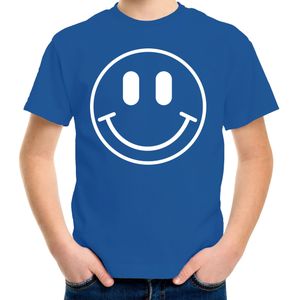 Bellatio Decorations Verkleed shirt jongens - smiley - blauw - carnaval - feestkleding voor kinderen