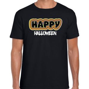 Bellatio Decorations Halloween verkleed t-shirt heren - Happy Halloween - zwart - themafeest outfit