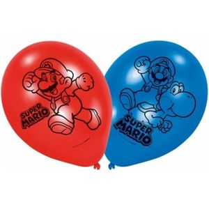 Super Mario thema ballonnen 6x stuks