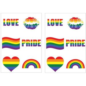 Regenboogvlag kleuren plaktattoos 12 stuks