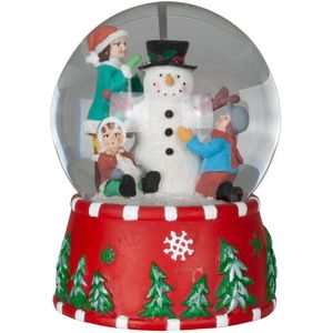 Sneeuwbol/snowglobe - rood - met kerstman - 15 cm - met muziek