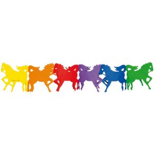 Regenboog verjaardagsslinger paarden 3 meter