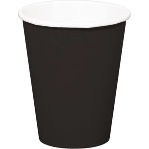 24x stuks drinkbekers van papier zwart 350 ml