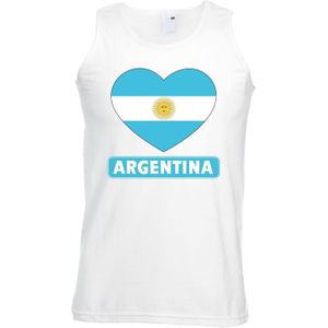 Argentinie hart vlag mouwloos shirt wit heren