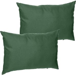 Set van 4x stuks bank/sier/tuin kussens voor binnen en buiten in de kleur olijf groen 30 x 50 x 10 c