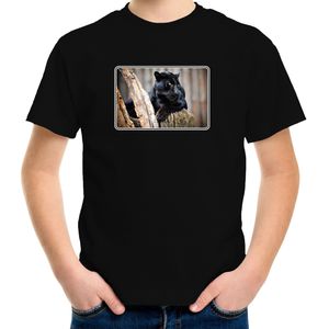 Dieren t-shirt met panters foto zwart voor kinderen - panter cadeau shirt