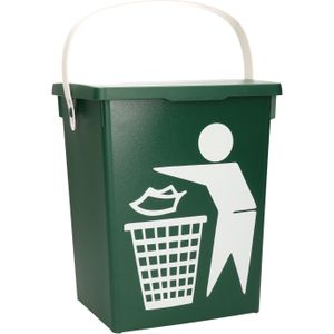 Gft afvalbakje voor aanrecht - 5L - klein - groen - afsluitbaar - 20 x 17 x 23 cm - compostbakje