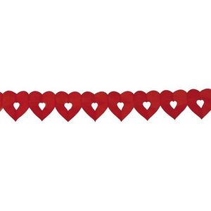 Set van 2x stuks rode papieren Valentijns slingers met hartjes van 6 meter