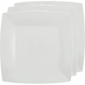 Santex feest bordjes vierkant wit - karton - 10x stuks - 23 cm