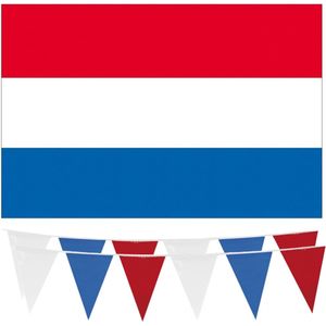 Haza - Nederland vlaggetjes feest versiering set binnen/buiten 4-delig