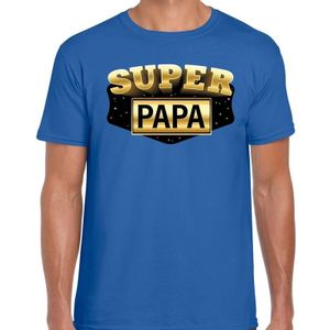 Super papa kado shirt voor vaderdag / verjaardag blauw heren