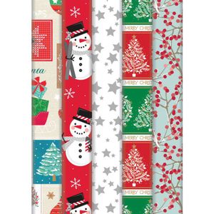 1x Rollen inpakpapier/cadeaupapier Kerst print wit met grijze sterren print 2 x 0,7 meter 60 grams