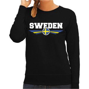 Zweden / Sweden landen trui met Zweedse vlag zwart voor dames