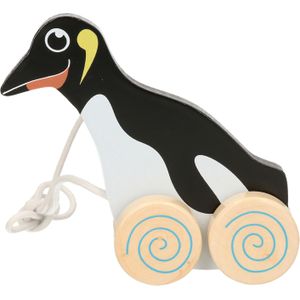 Houten trekdiertje pinguin 13 cm